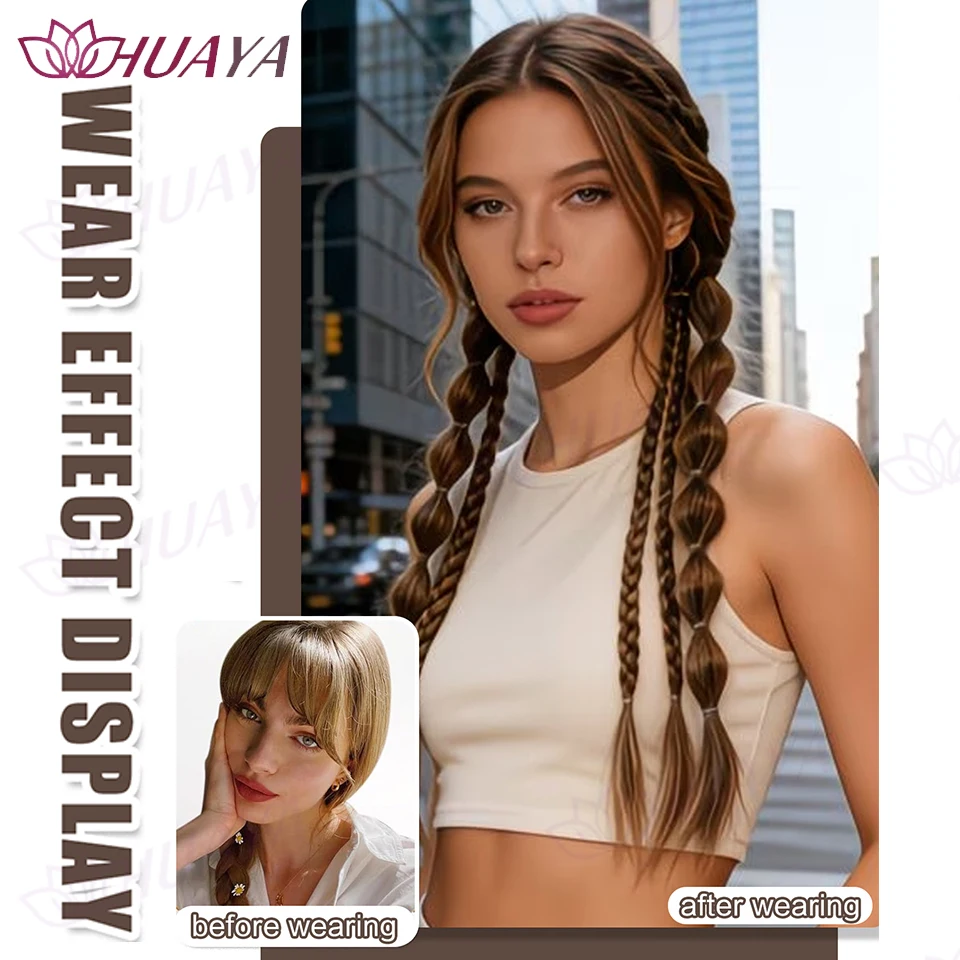 HY Braided Ponytail Synthetic Wig for Women Elastic Band Style Bubble Braided Ponytail Suitable for Everyday Wear and Holidays
