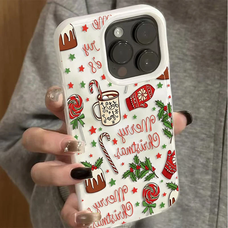 Cute Festive Christmas Pattern Phone Case For iPhone 17 16 15 14 13 Pro 11 12 Pro Max 15 Plus Air Wavy Texture Protective Cover view 2