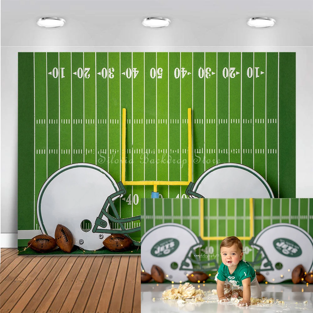 

Rugby Sports Competition Photo Background Children Birthday Cake Smash Photography Backdrop Little Linebacker Photo Studio Props