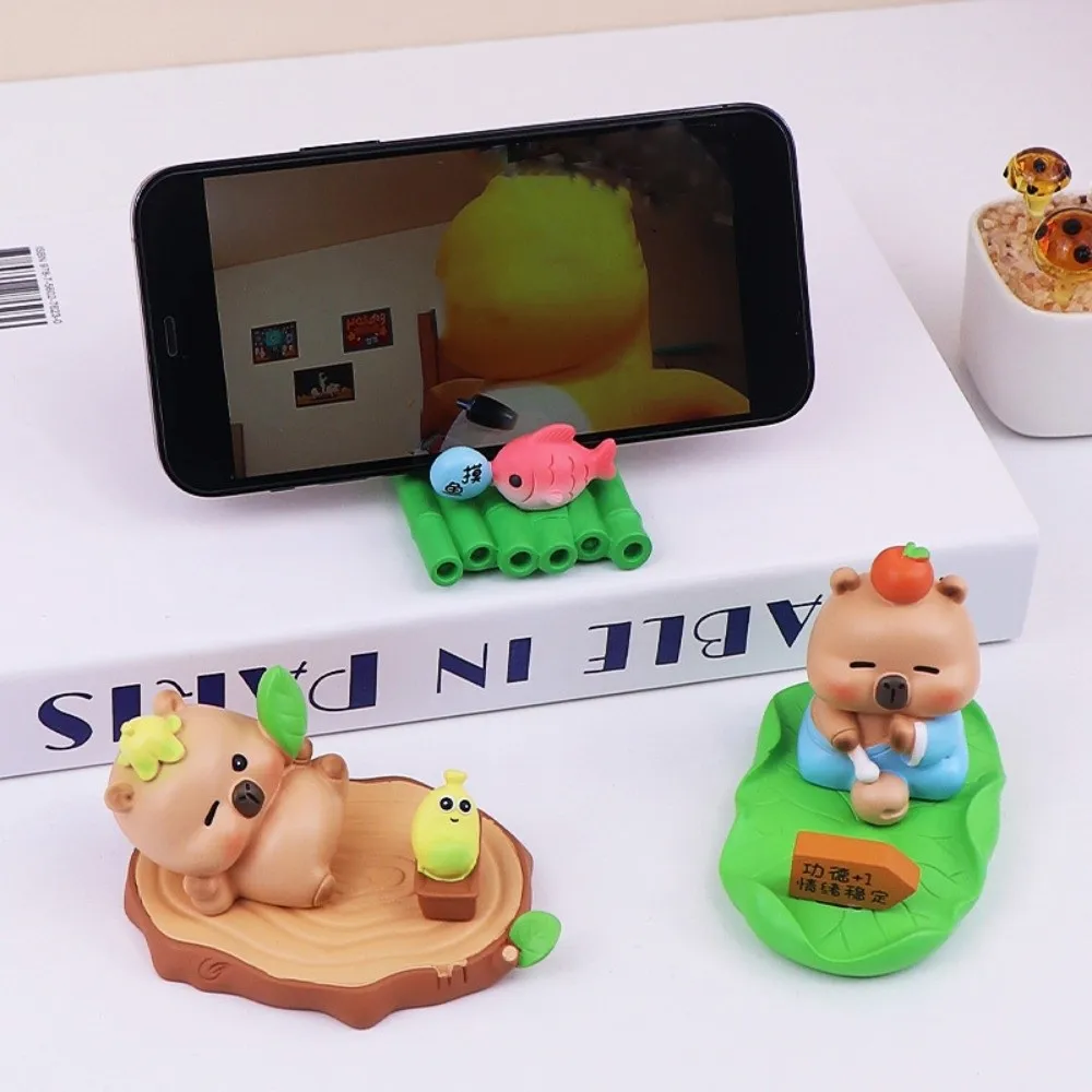 Figure Model Capybara Phone Holder Desk Decor Animal Capybara Mobile Phone Stand Cartoon Support Capybara Cell Phone Bracket