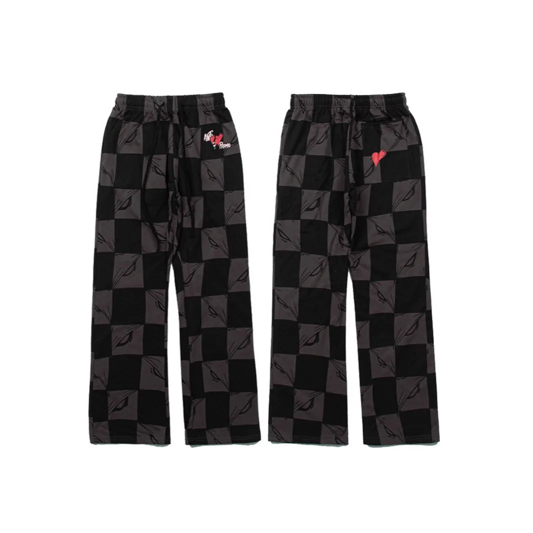 Checkerboard Cotton Hoodies Women Love Printed Sweatshirts for Men Loose Pullover Hoody Fashion Men Long Sleeves Clothes Unisex