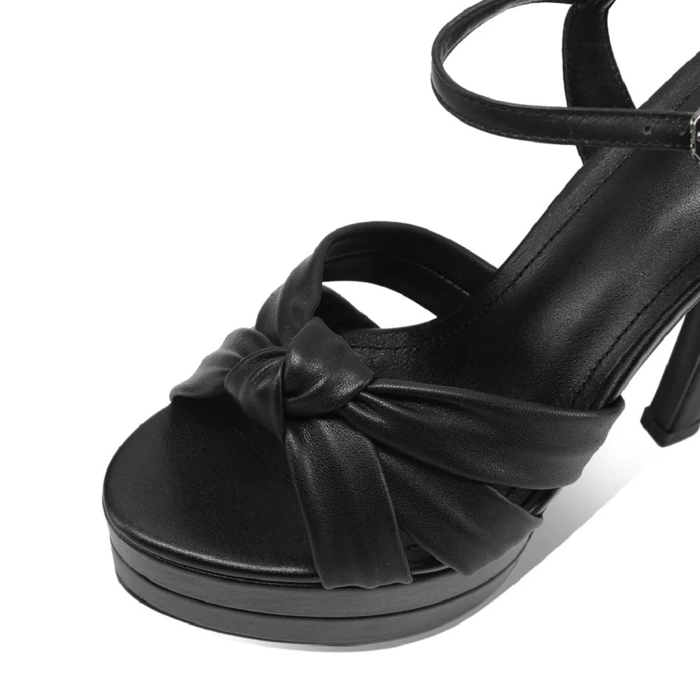 【JOCHEBED HU】Handmade Genuine Leather Platform Sandals Peep Toe New Custom Summer Women Shoes Ankle Strap Fashion Dress 33-40 image 3