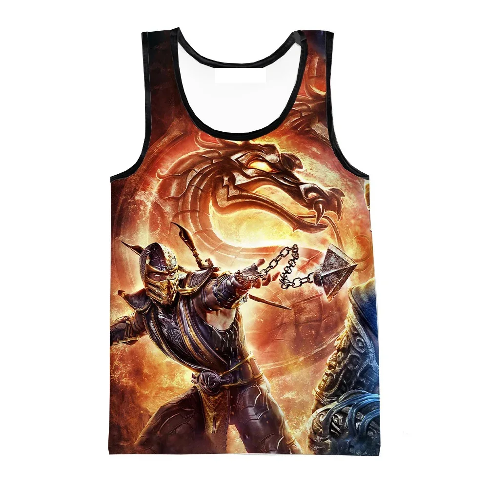 مورتال كومبات لعبة ثلاثية الأبعاد طباعة تانك القمم الرجال موضة عادية المتضخم اللياقة البدنية سترة رياضية الشارع الشهير بلا أكمام رجل الملابس #6