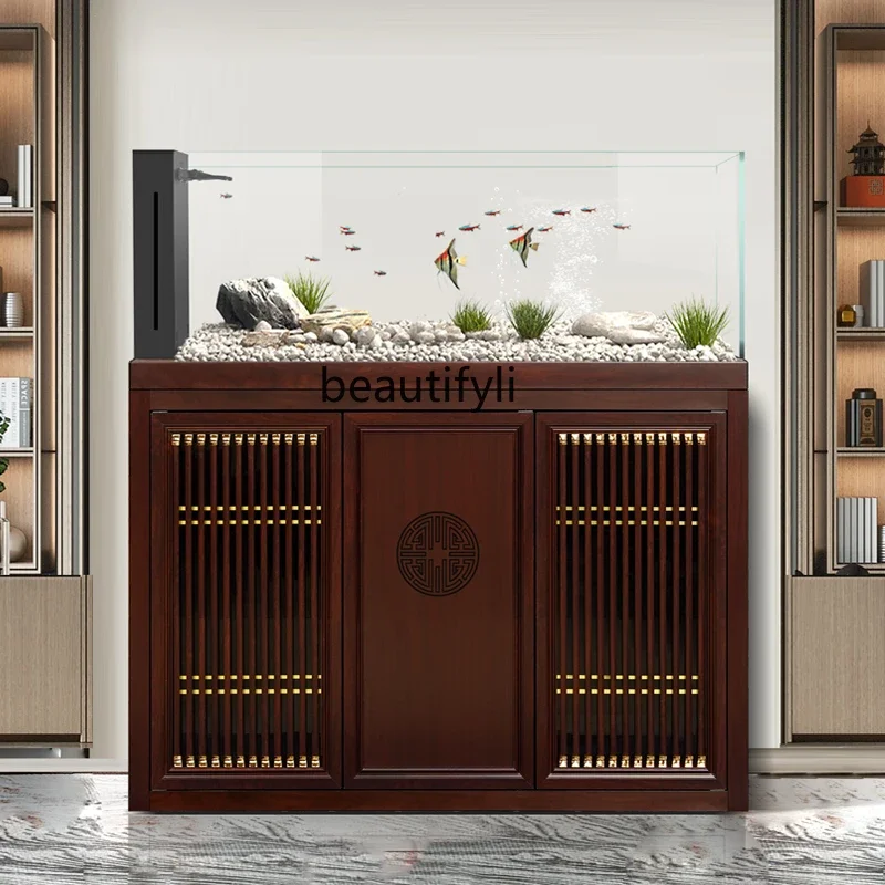 Native Stream Tank Landscape Chinese Fish Tank Living Room Bottom Filter Super White Glass Ecological Aquarium