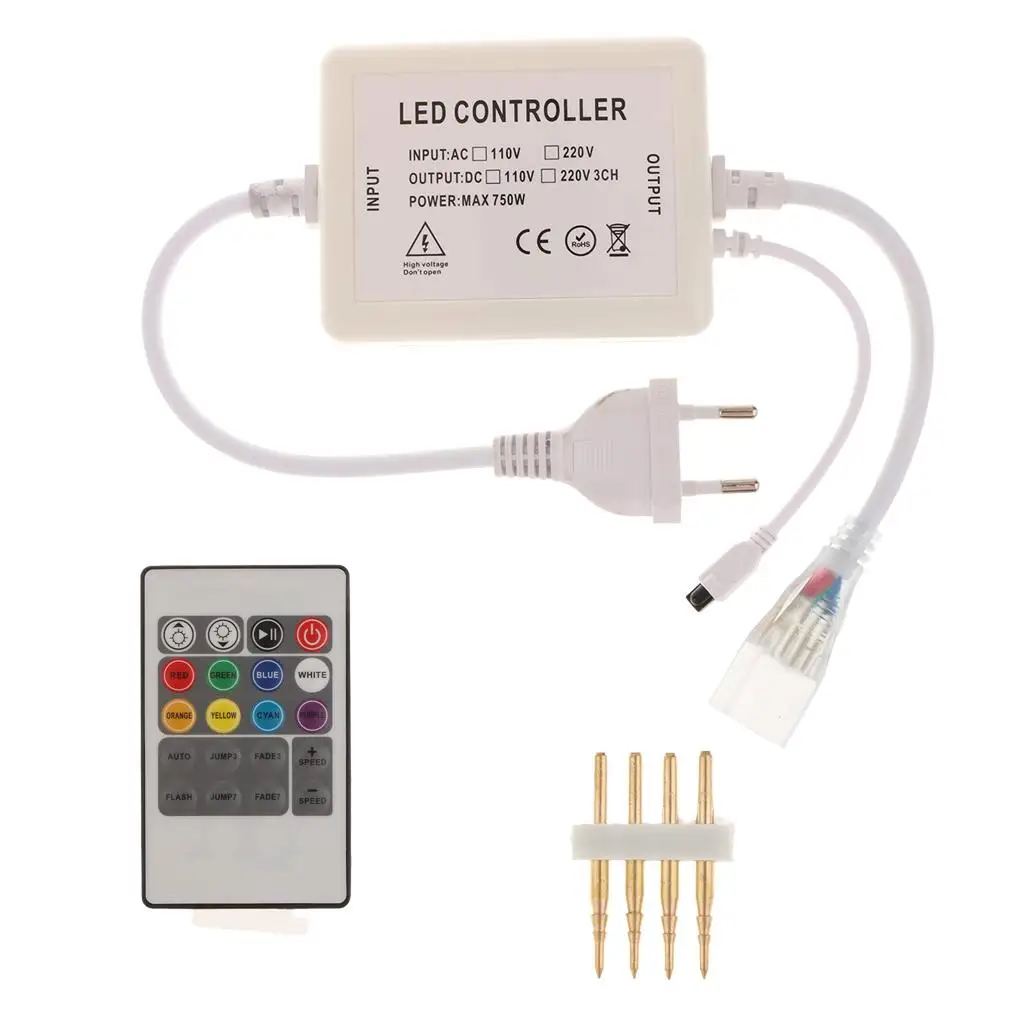 20-Key LED RF Remote Controller RGB Dimmer for LED Strip Light 220V EU Plug