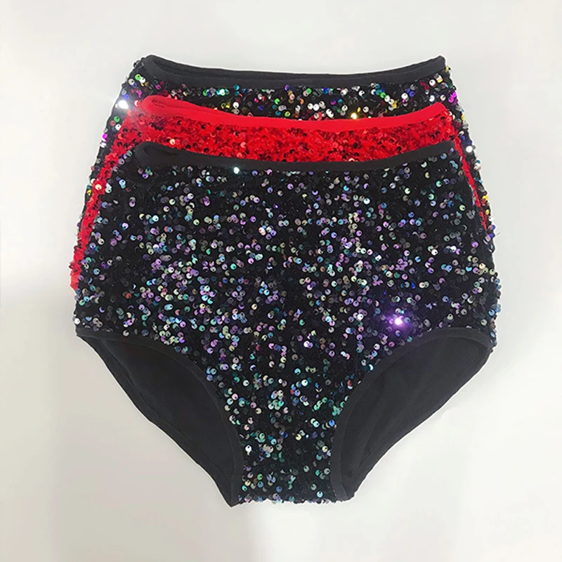 Silver Sequin Shorts Pole Dance Costume Women Jazz Dancewear Mid-Waist Shorts Nightclub Gogo Dance Performance Clothing