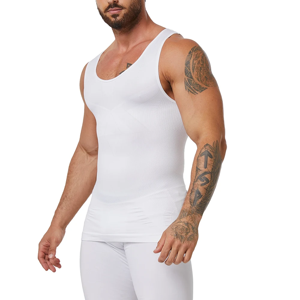 Seamless Shaper Tank Mens Body Shaper Compression Shirt For Tummy Control