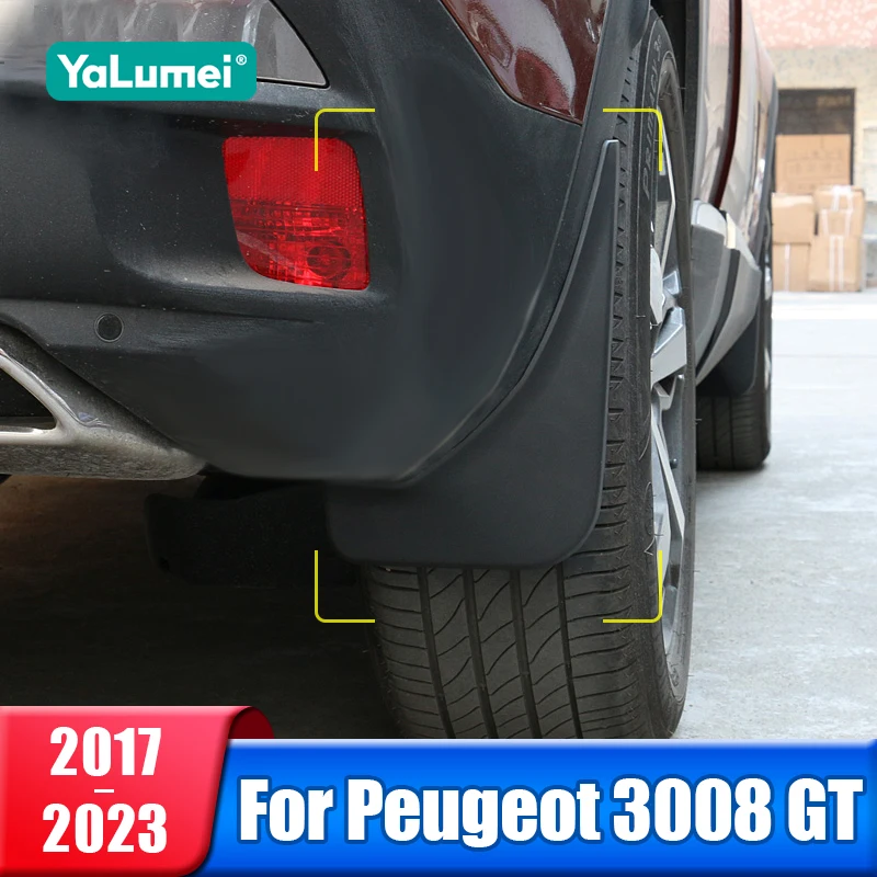 For Peugeot 3008 GT 2017 2018 2019 2020 2021 2022 2023 3008GT Hybrid Car Mud Flaps Front Mudguards Fender Accessories 4pcs