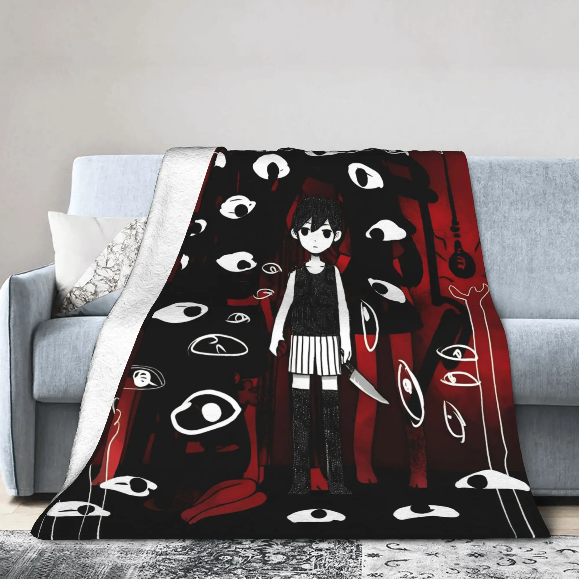 Anime Basil Sunny Omori Game Blanket  Soft Warm Plush Throw Blanket For Couch Bed Travel Office Flannel Bedspread Bed Cover