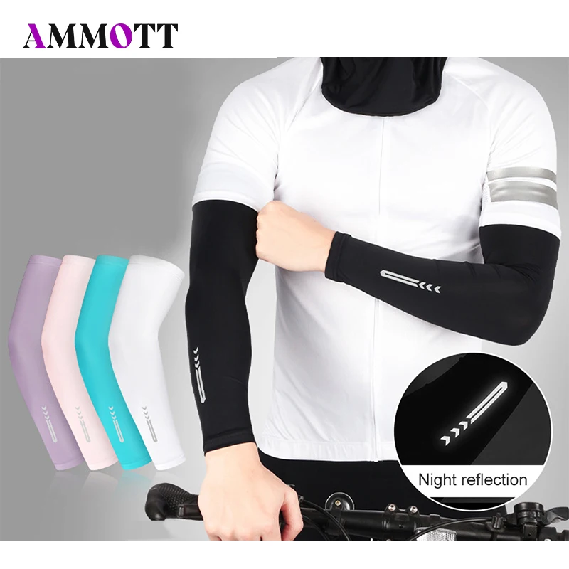 

1Pair Ice Fabric Breathable UV Protection Running Cooling UPF 50 Arm Sleeve Fitness Basketball Elbow Pad Sport Cycling Outdoor