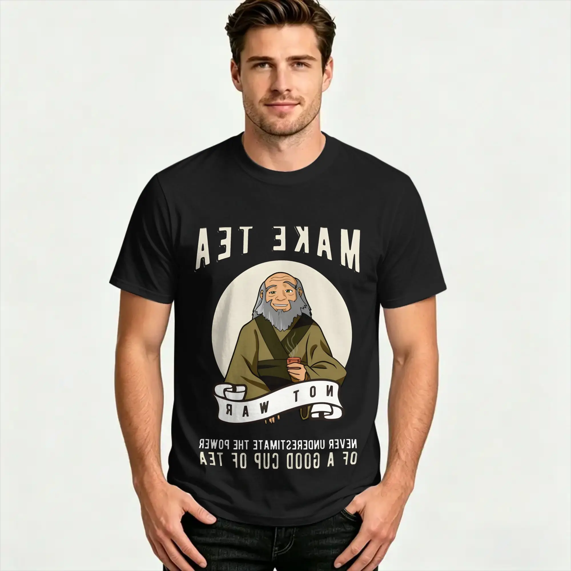 Men avatar the last airbender - Uncle iroh T-Shirts  100 Cotton Tops Summer Short-Sleeved T Shirt Crew Neck Hip Hop Loose Tshirt