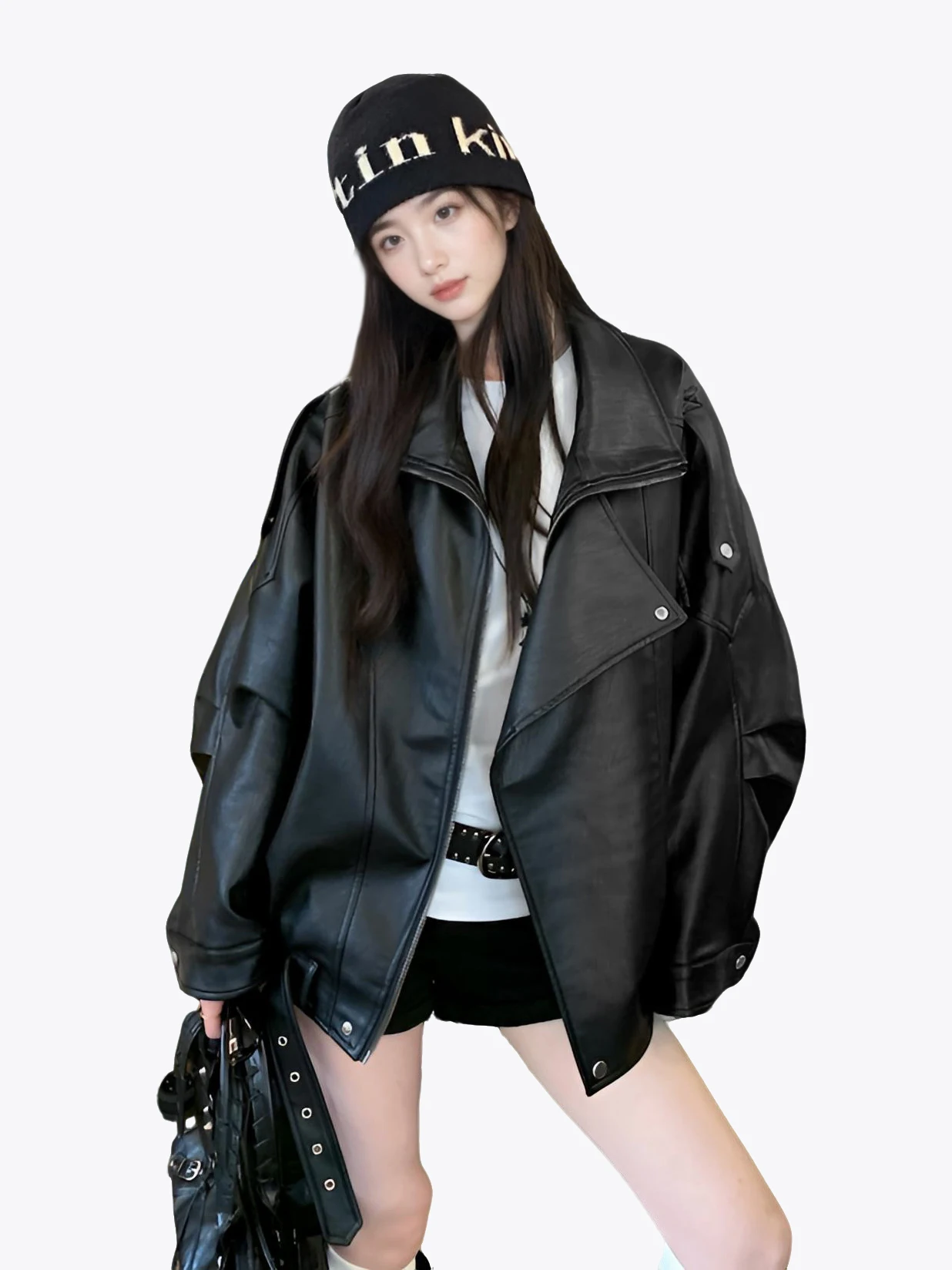 Allentato Bla Biker Jaet Cappotto da moto Faion Sle da donna Or Sve Chiusura con cerniera Capispalla casual da donna antivento
