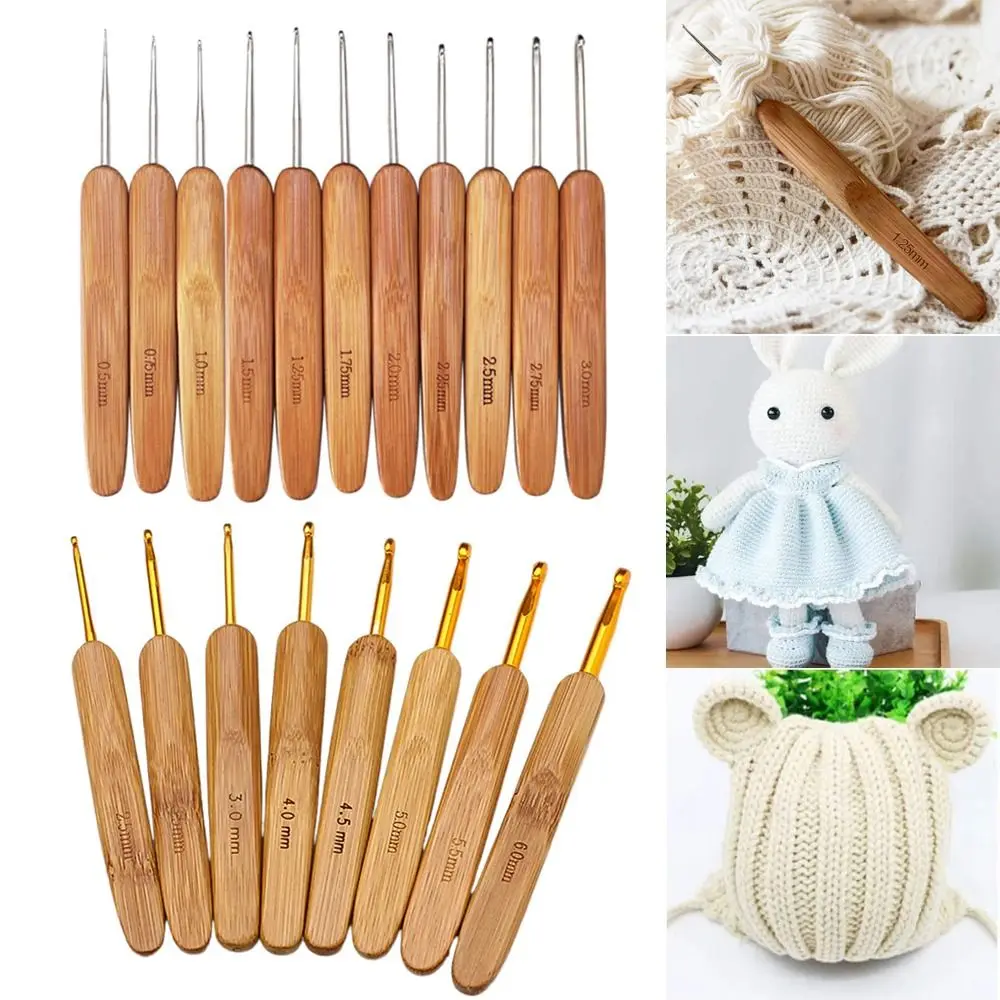 New Bamboo Wooden Crochet Hooks Small Size Long Knitting Crochet Crocheting Hooks Blanket Shawl