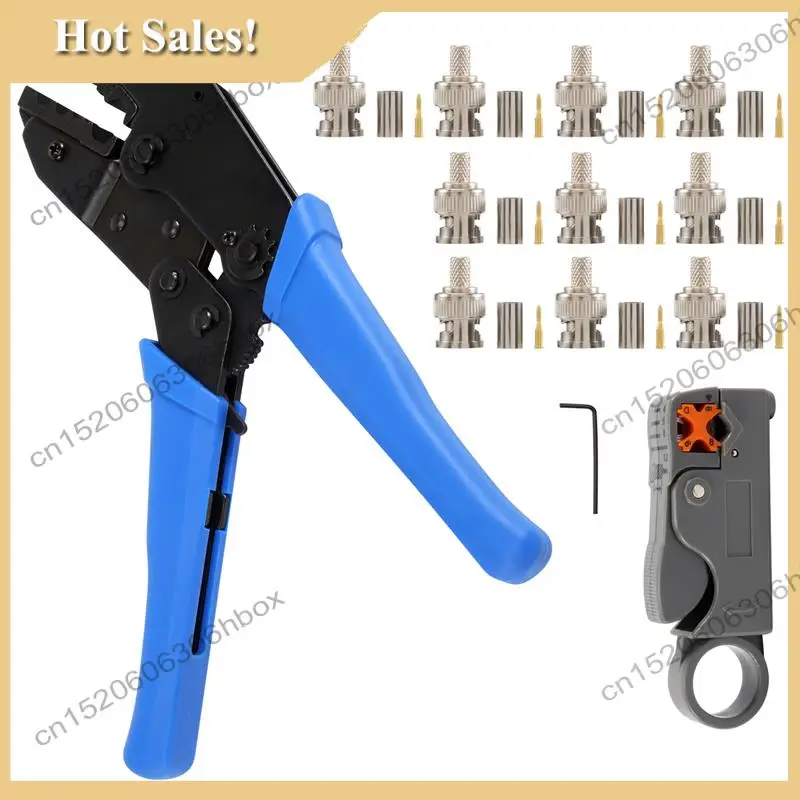 

-HOPE 1Set Coax Rf/Bnc Crimp Tools For Rg58 / Rg59 / Rg6 With 10Pcs Bnc Plug Crimp Connector Set