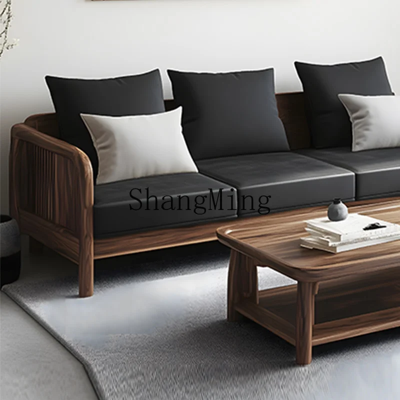

SM solid wood sofa coffee table combination reception area meeting guests high-end sofa chair solid wood sofa