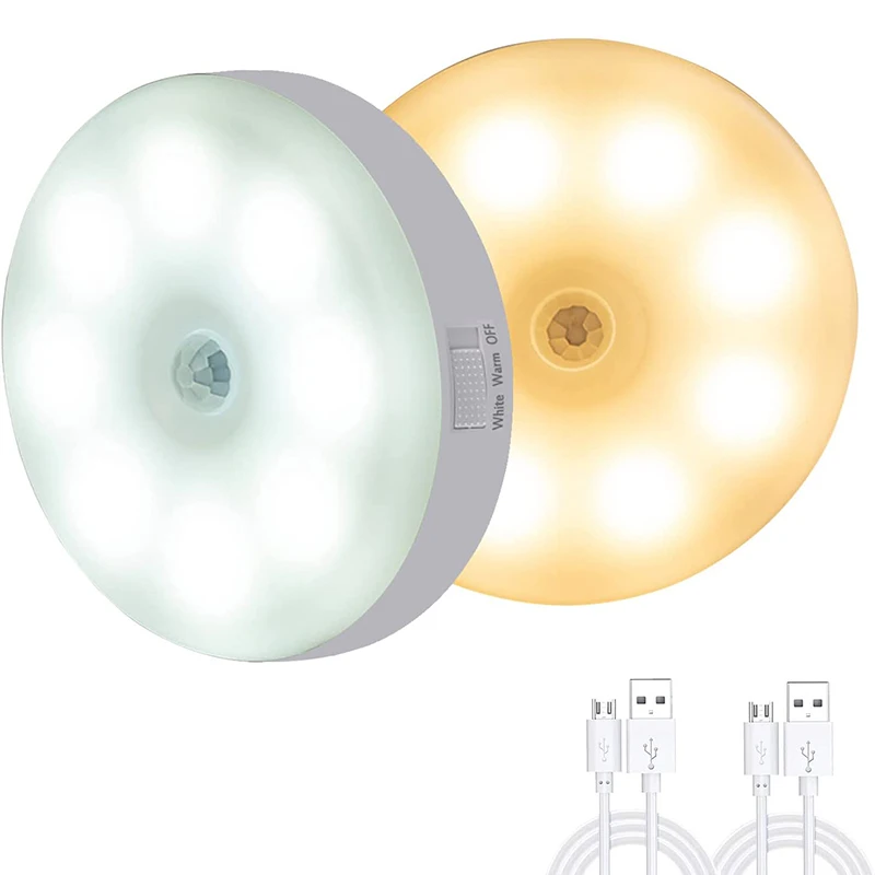 LED محس حركة ضوء ضوء الليل USB مصباح الليل القابلة لإعادة الشحن لخزانة المطبخ خزانة مصباح الدرج مصباح الخزانة
