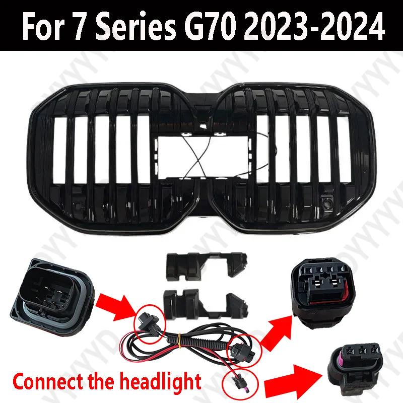 Auto styling Racing Grill Voor BMW 7 Serie G70 i7 735i 735Li 740i 740Li 760i 740d LED Grille Bumper Bovenste Radiator Grille