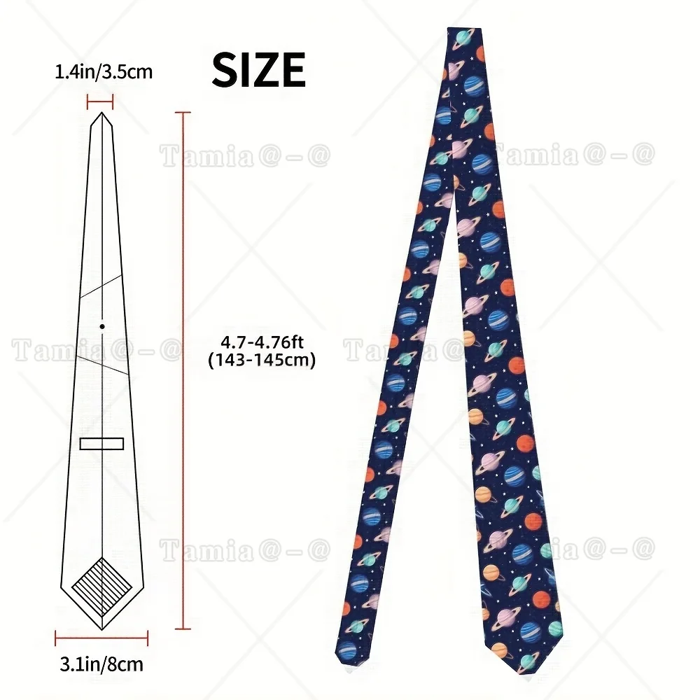 Symmetrical Planet Star Pattern Printed Tie Retro Casual Collar Tie Graphic Wedding High Quality Necktie Accessories