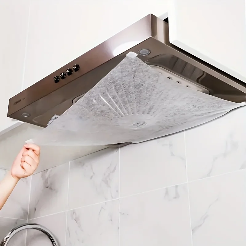 12 sheets of oil-absorbing paper for range hoods - removes oil and odor, suitable for most standard range hoods