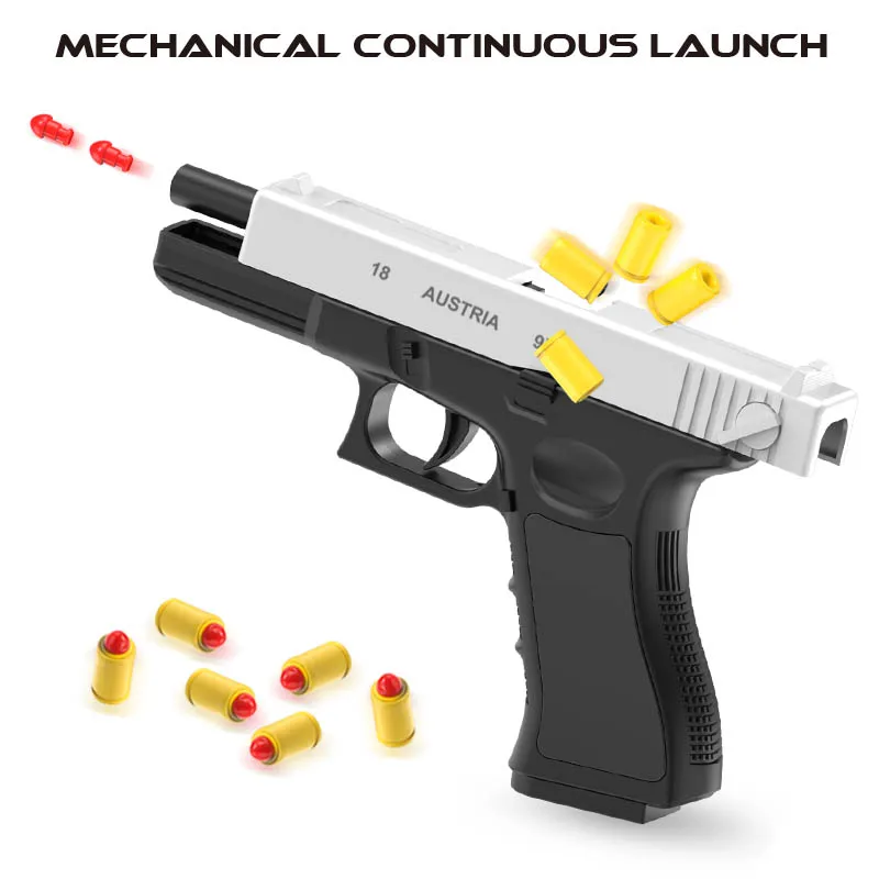 Pistola de ejeção automática g18, modelo blaster, adereços para adultos e crianças, jogos cs ao ar livre, adereços interativos, presentes para meninos