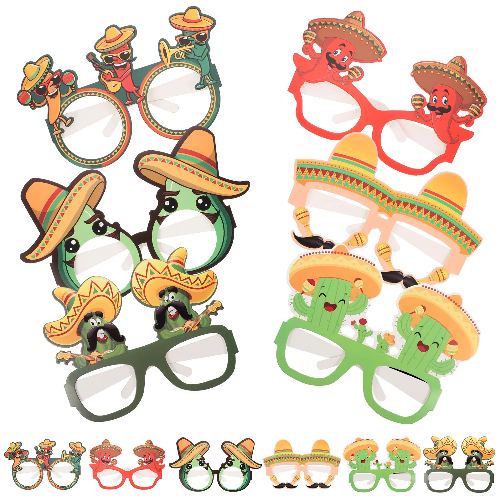 12 قطعة من النظارات الورقية المكسيكية، نظارات حفلات العيد، إطارات مضحكة، ملحقات كابينة الصور، زجاج العيد