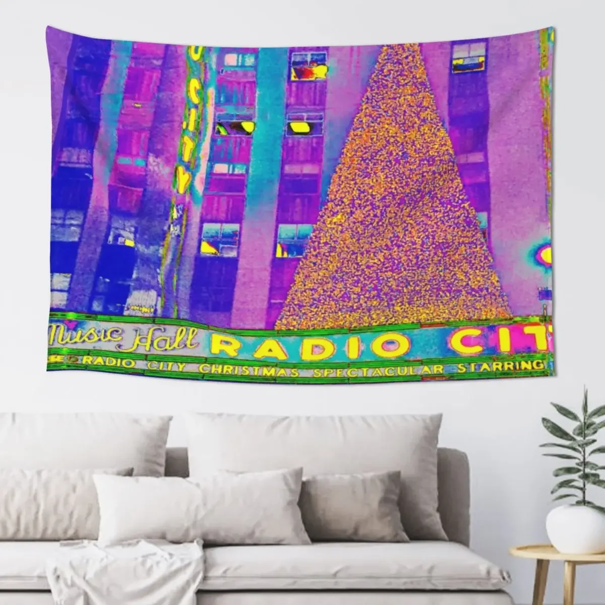 

Radio City Music Hall w tree at night Tapestry Wall Decoration Items Room Decor For Girls Carpet Wall House Decor Tapestry