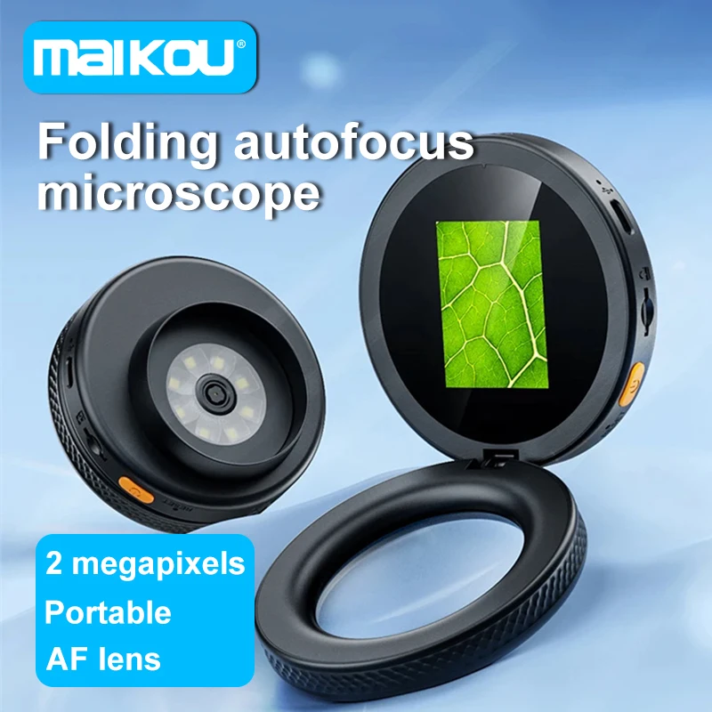 

500X HD Digital Autofocus Microscope 2MP Foldable Magnifying Glass IPS Screen Magnifier Camera for Jewelry Coin Watch Repair