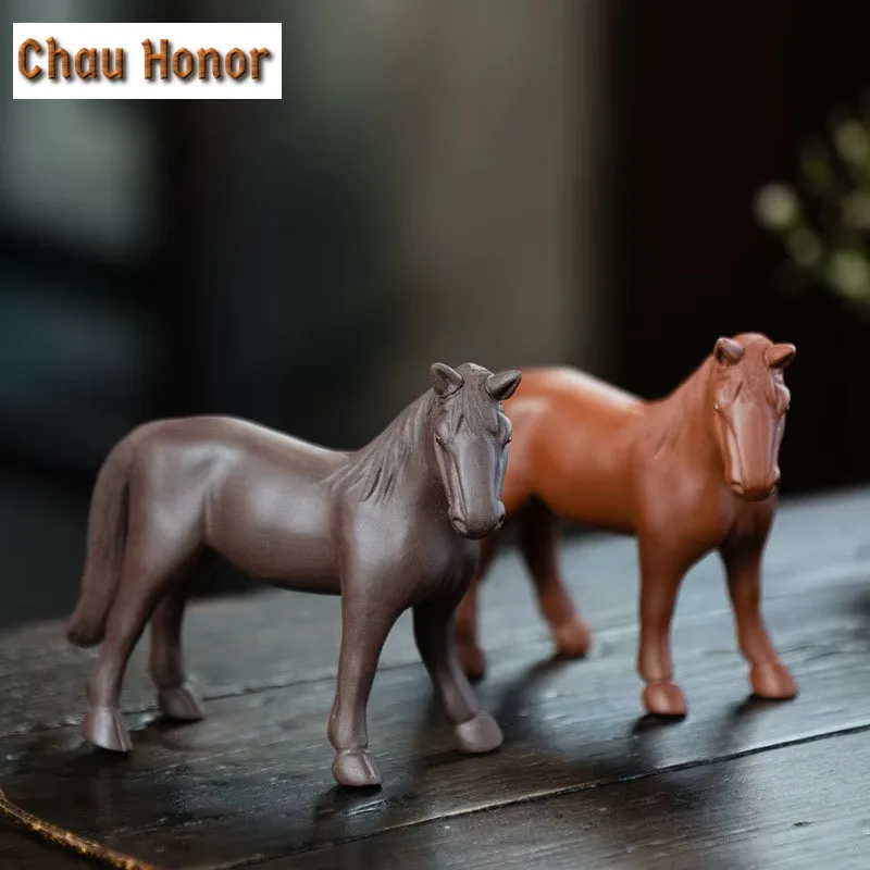 High-end Chinese Zodiac Horse Statue Ornaments Yixing Zisha Tea Pet Sculpture Crafts Teaset Decoration Accessories Birthday Gift