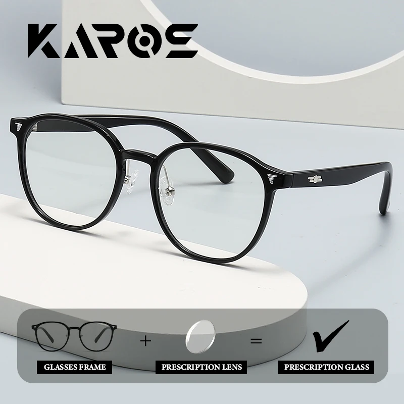 نظارات طبية دائرية من KAROS Designer بإطار كبير للنساء مضادة للضوء الأزرق فوتوكروميك تقدمية متعددة البؤر #1