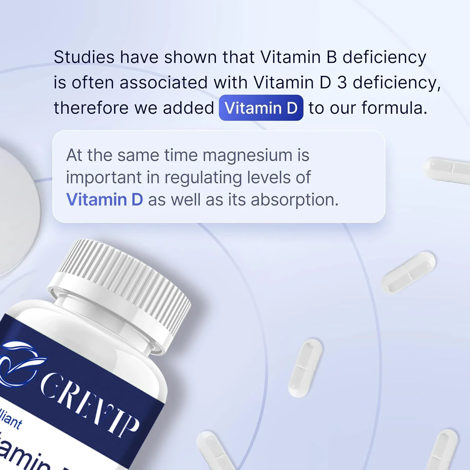 Vitamin B Complex - Vitamin D3, B6, B12 - Nervous System, Metabolism, Immune and Energy Support