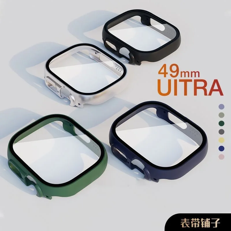 Glas + Gehäuse für Apple Watch Ultra 2 49 mm Armband Smartwatch PC Bumper + Displayschutzfolie gehärtete Abdeckung Apple Watch Ultra Zubehör