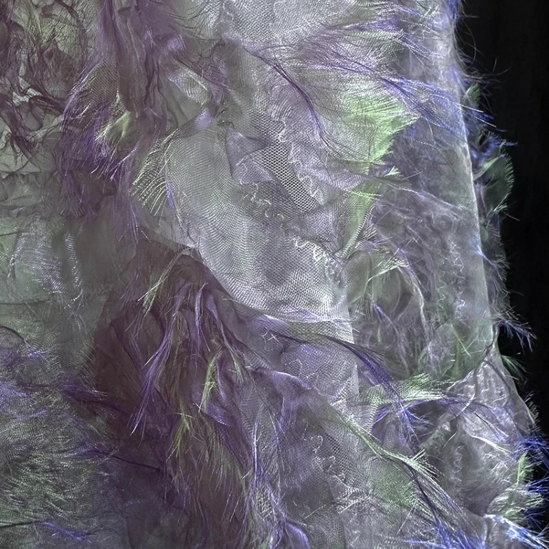 

Purple Curtains Tulle Fabric Handmade Sewing Home Lace Fringe Trim Evening Dress DIY Craft Designer Decoration Crafts Materials