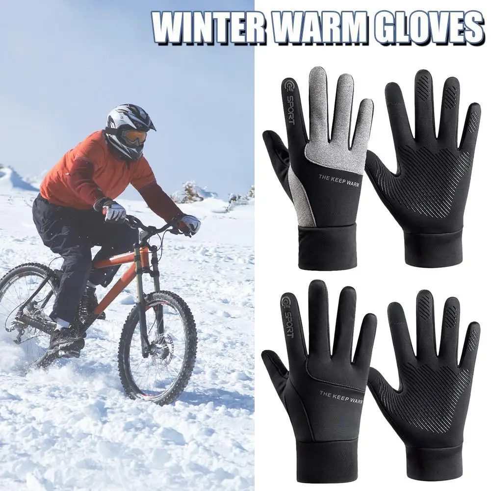 Waterproof Windproof Cycling Motorcycle Ski Gloves Anti-slip Touch Screen Warm Winter Gloves Black Gray Outdoor Sports Glove