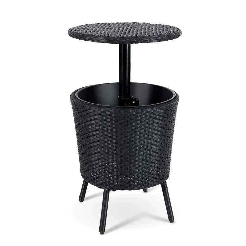 Best Seller Outdoor Ice Cooler Bar Table Rattan Patio Camping Ice Bucket Cooler Side Table