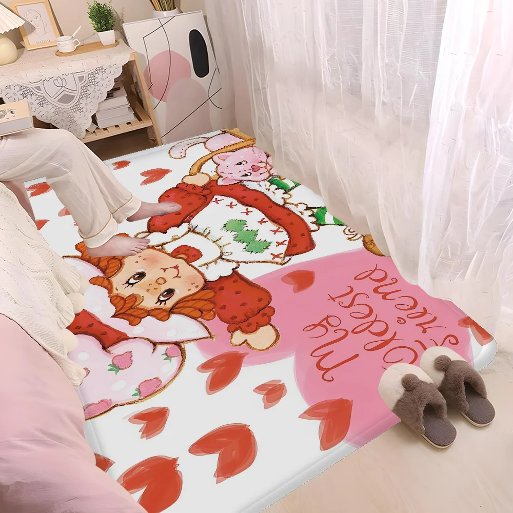 S-Strawberry S-Shortcake Hallway Carpet Non-Slip Laundry Room Mat Laundry Decor Balcony Child Living Room Bedside Area Rugs