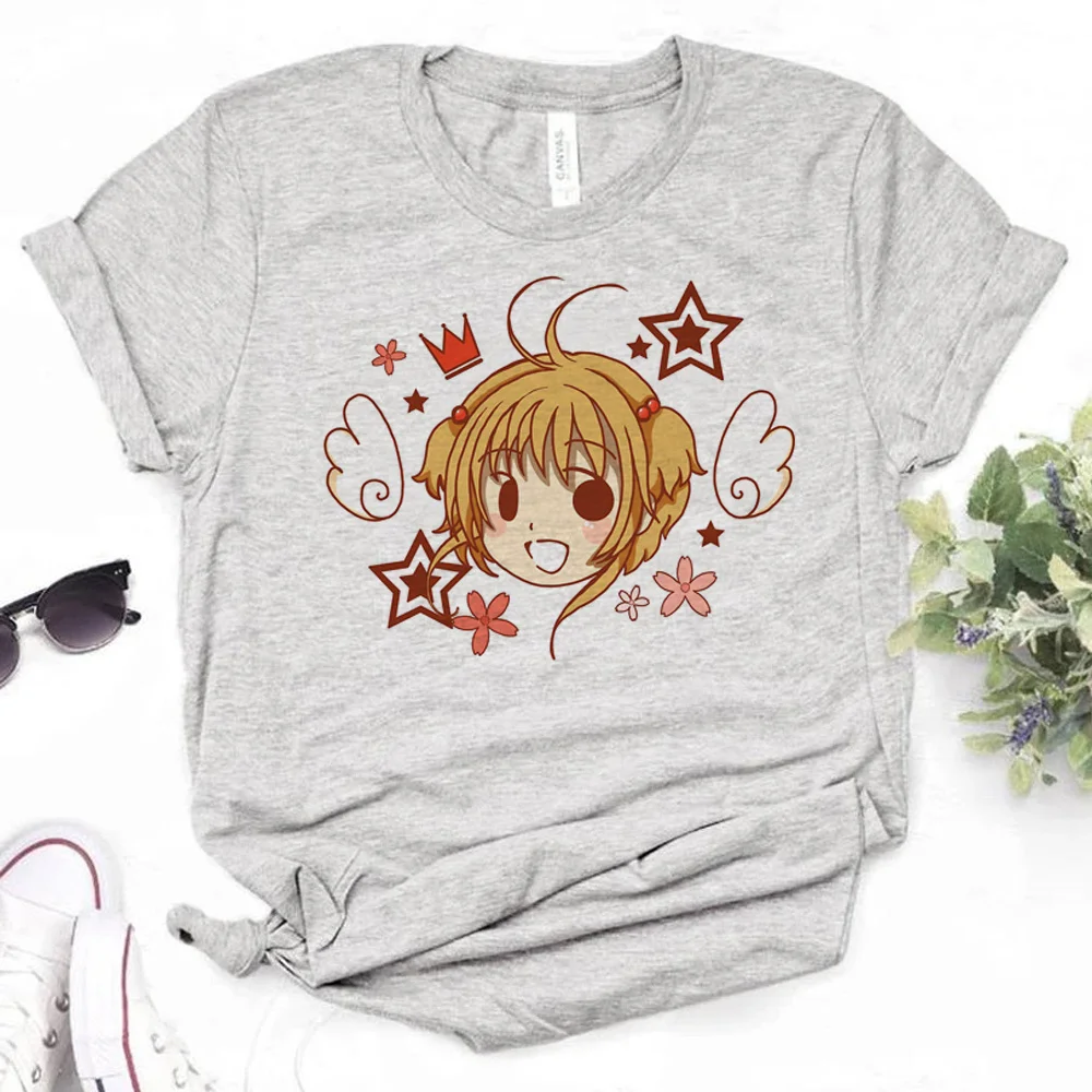 Sakura Card Captor top women designer summer Y2K t shirt female 2000s designer manga clothing