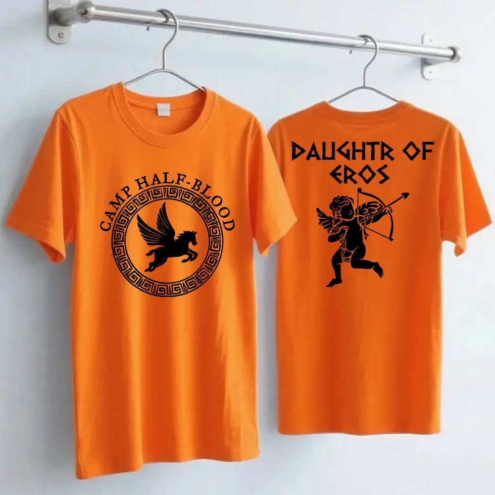 Camp Half Blood Men Women Tshirt Percy Jackson Tee Summer Aesthetic Greek Mythology APOLLO ARTEMIS Daughter Halloween Orange Top