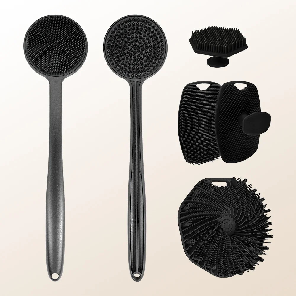 

4-in-1 Multifunctional Cleaning Brush Silicone Shower Brush Set with Long Handle Massage Brush Bath Products And Tools