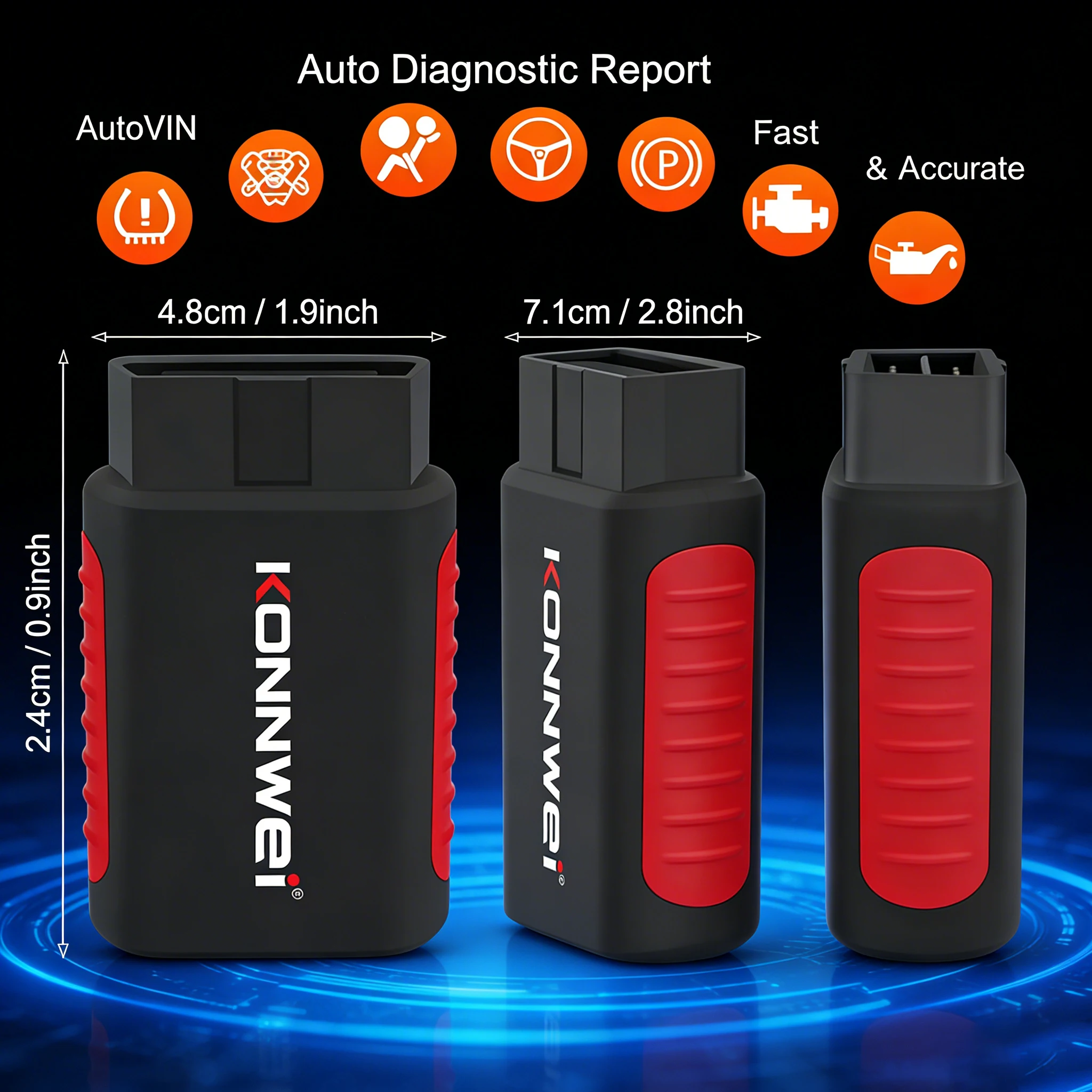 

Диагностический сканер OBD2 Bluetooth для автомобилей, считыватель кодов OBDII с функциями сброса EPB, DPF, Oil, BMS, управлением через приложение, сканированием кодов неисправностей двигателя