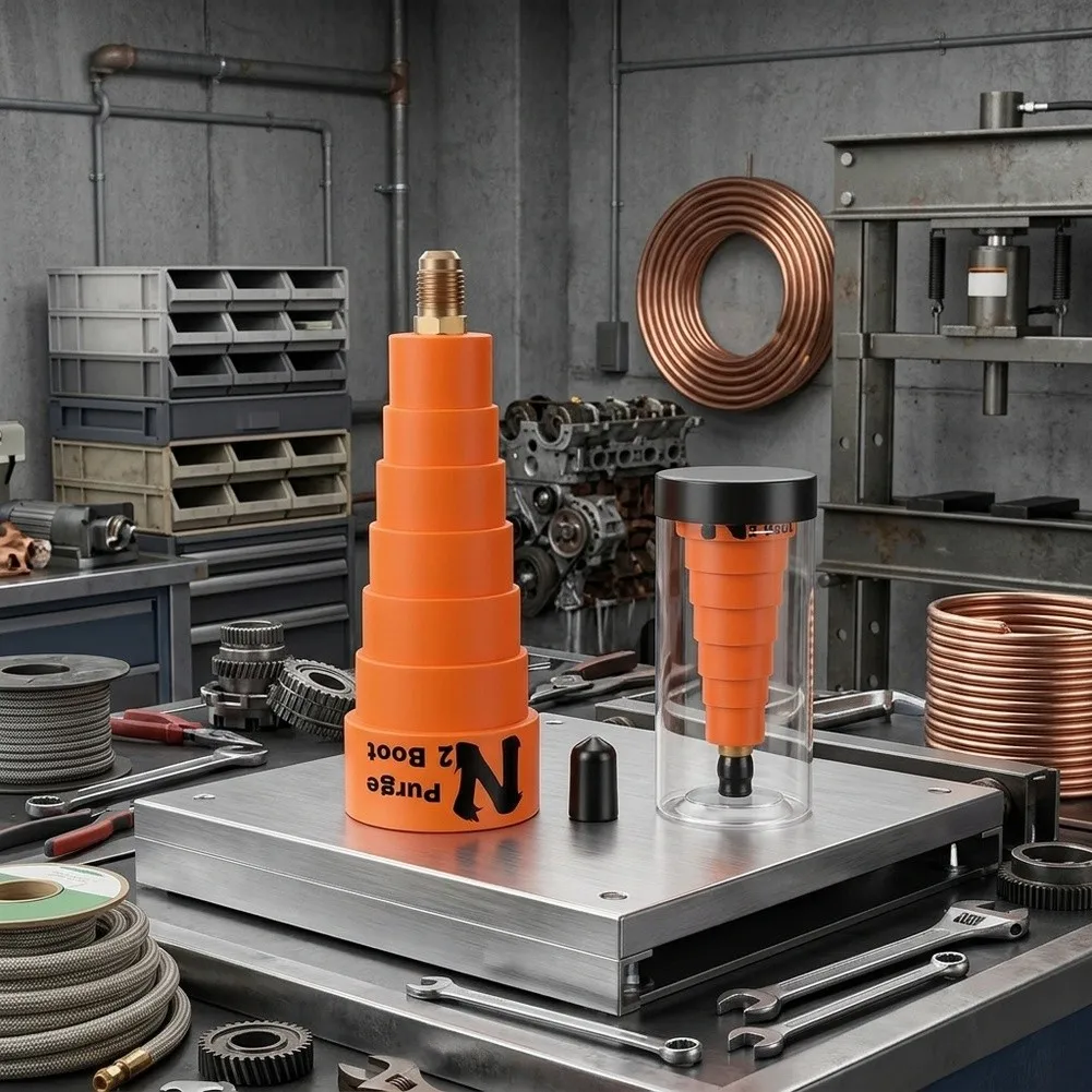 Orange Nitrogen Purge Boot 1/4in For HVAC Brazing, Low Pressure Purging Tool For Copper Tubing Refrigeration