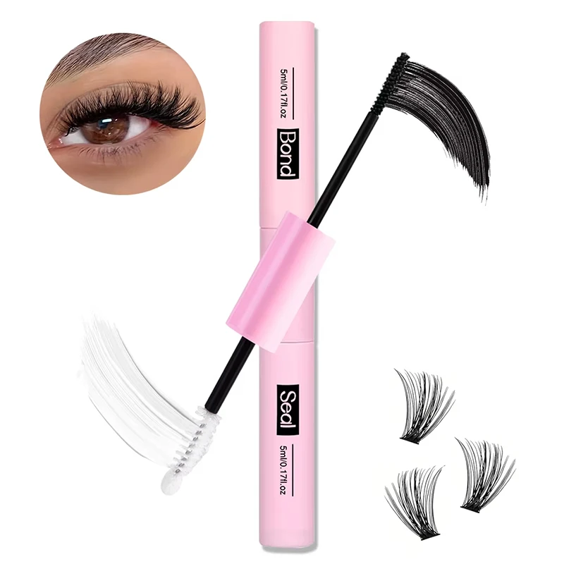 2 SZT. Klej do rzęs i utrwalacz do kępek rzęs, mocny klej do rzęs zapewniający trwałe mocowanie przez 48 godzin, klej do przedłużania rzęs