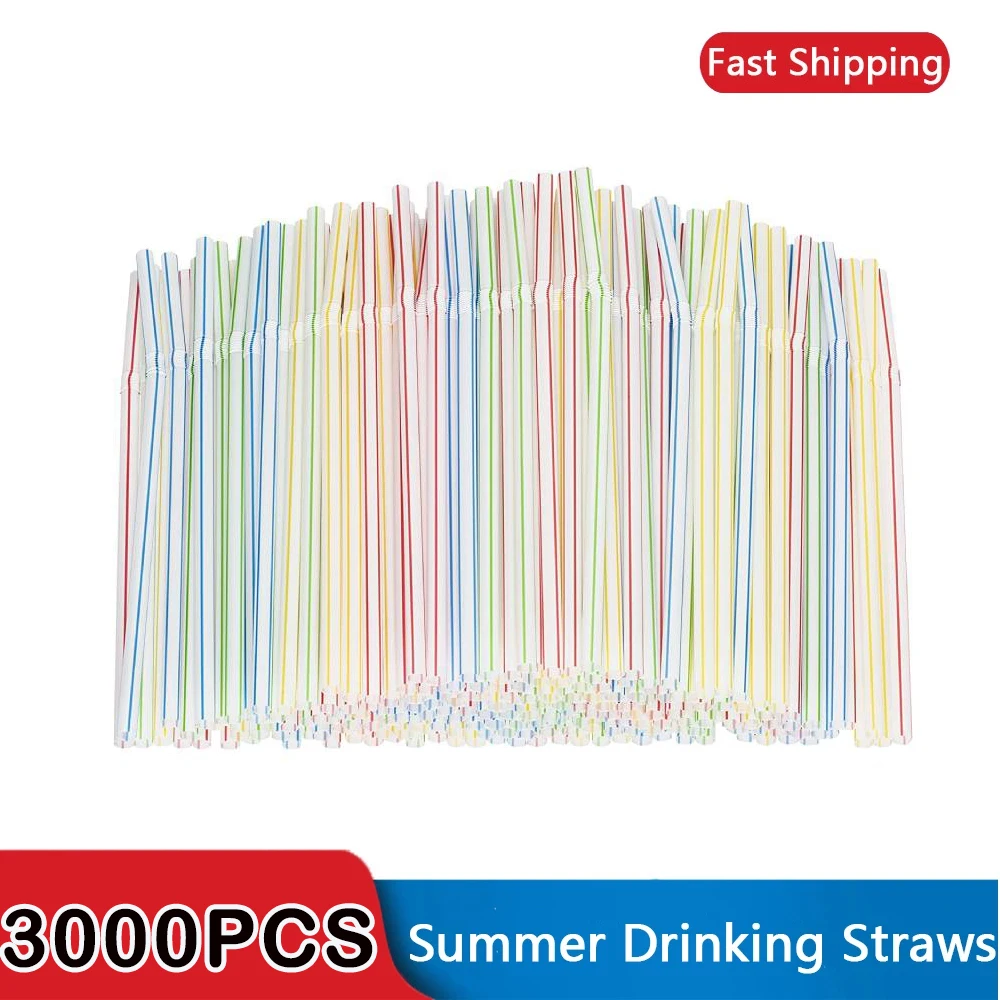 50-3000PCS Black Colorful Drinking Kunststof Straw Milk Tea Bar Party Rietjes Drinking Wedding Kitchen Beverage Straws Wholesale