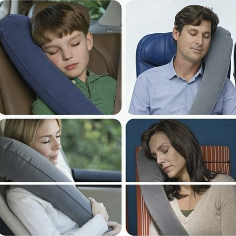 Comfortable Travel Pillow Inflatable Adjustable Neck Pillow Multi-Functional Fillable Portable Pillow for Airplane Cars Trains