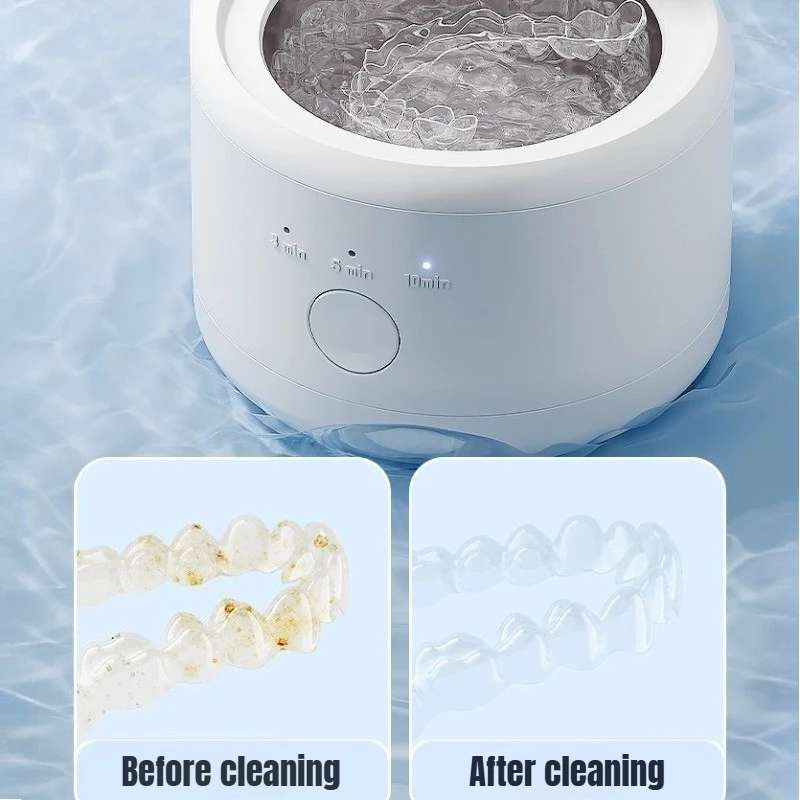 Portable High-Frequency Vibration Denture Cleaner USB Powered for Jewelry Eyeglasses Home Use