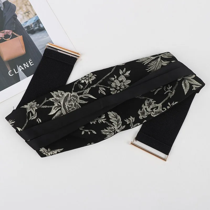 1pc Women Embroidered Japanese Corset Belt Waistband Obi for Kimono Yukata Japanese Floral Print Wide Belt Waistband New
