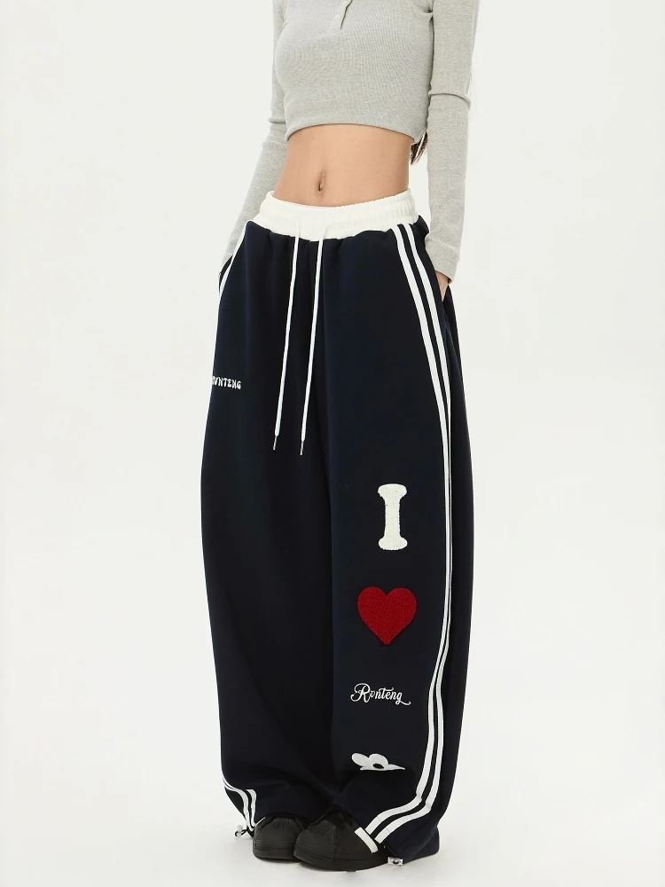 اللون Blo السراويل الرياضية واسعة الساق المرأة فضفاضة مستقيمة عارضة رقص الجاز Sweatpants الأمريكية الرجعية Sle الخريف جمع