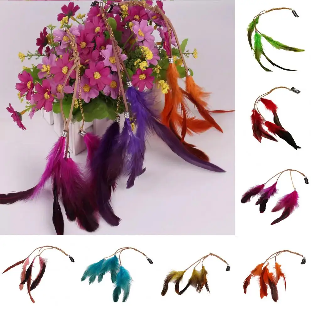 Pasadores de pelo de plumas de cuero coloridas con Clip de borla larga, tocado elegante para fiestas temáticas, cabello seguro para cabello grueso, único