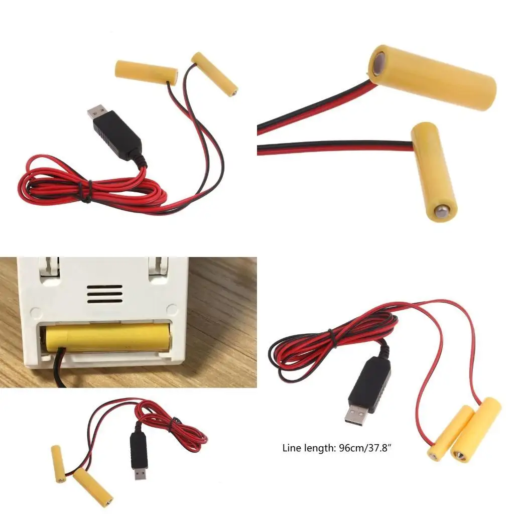 

Y1UB USB 5V to 1.5V LR6 AA+LR3 AAA Battery Power Cable Dummy Battery Adapter Power
