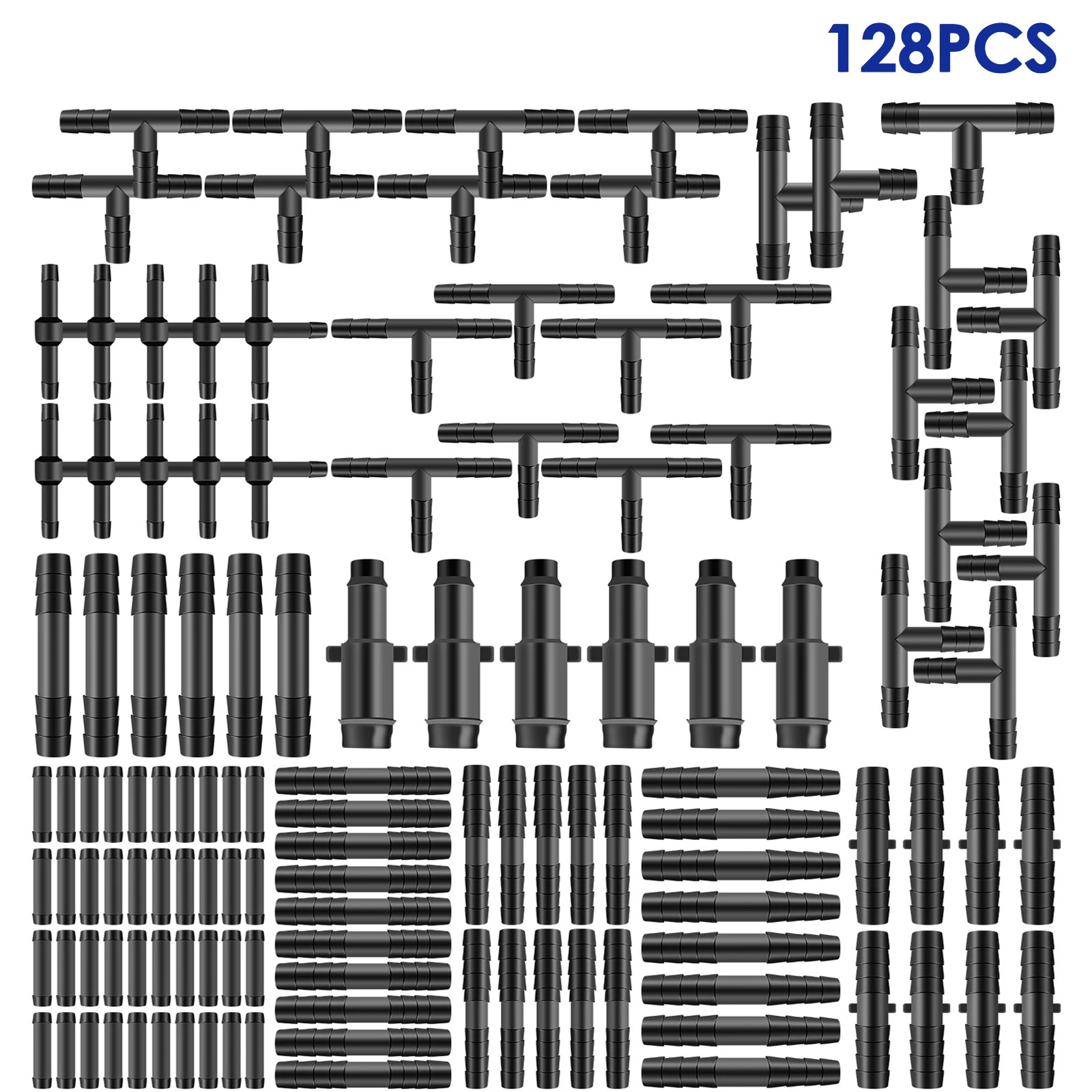 128 Pcs Automotive Vacuum Connector Assortment Heat Resistant 240°C Multipurpose Vacuum Hose Fitting Nylon 12 Size For Car Boat