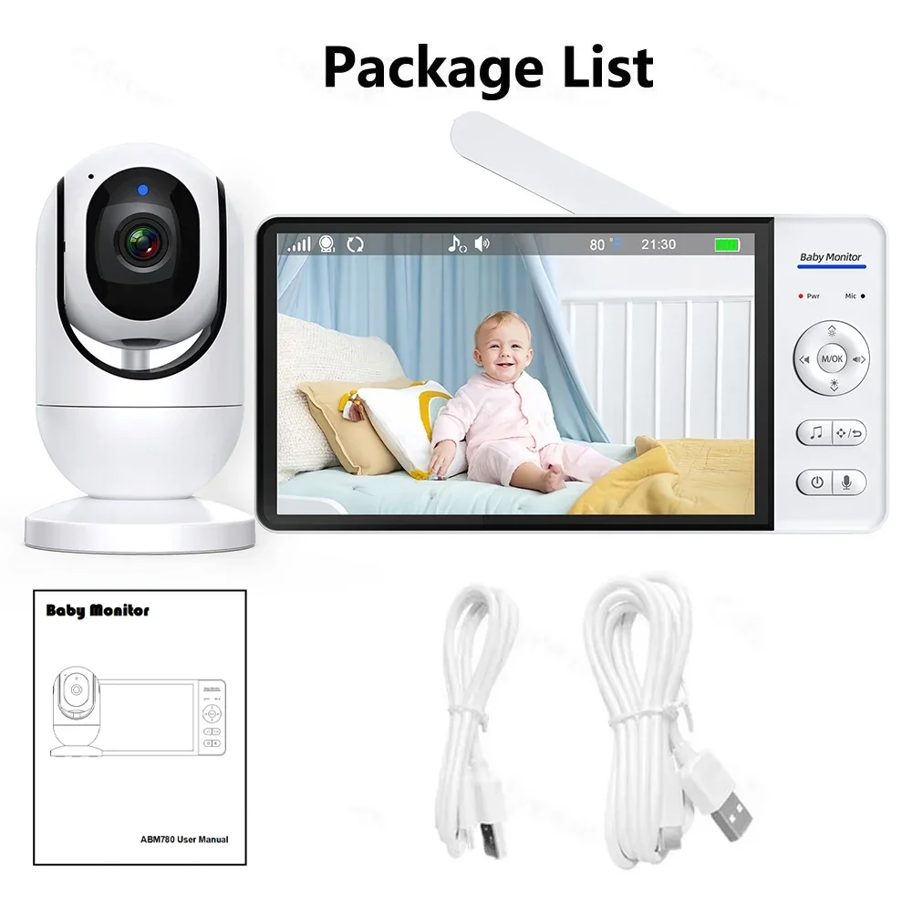 Geen WiFi 7 inch babyfoon 2-weg audio Nachtzicht 4X zoom Draadloze kinderbescherming Surveillance videocamera 5000 mAh batterij